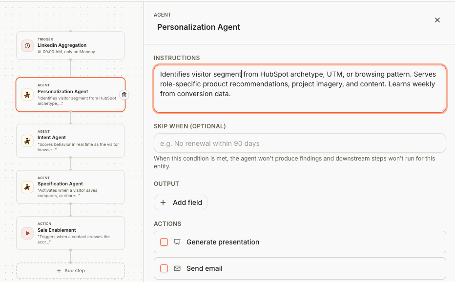 Steerco workflow builder with chained agents