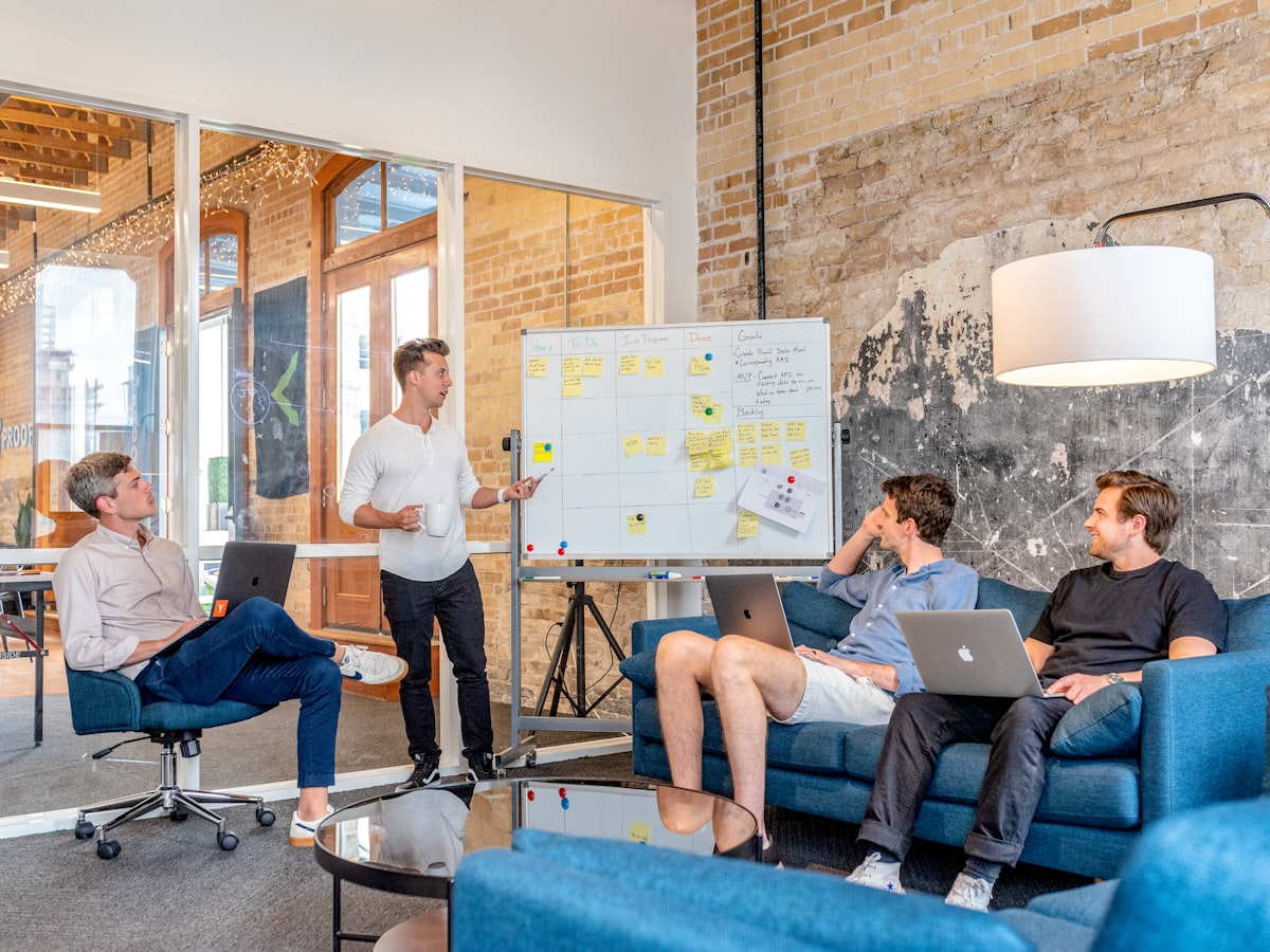Business leader presenting Steerco AI implementation roadmap to executive team